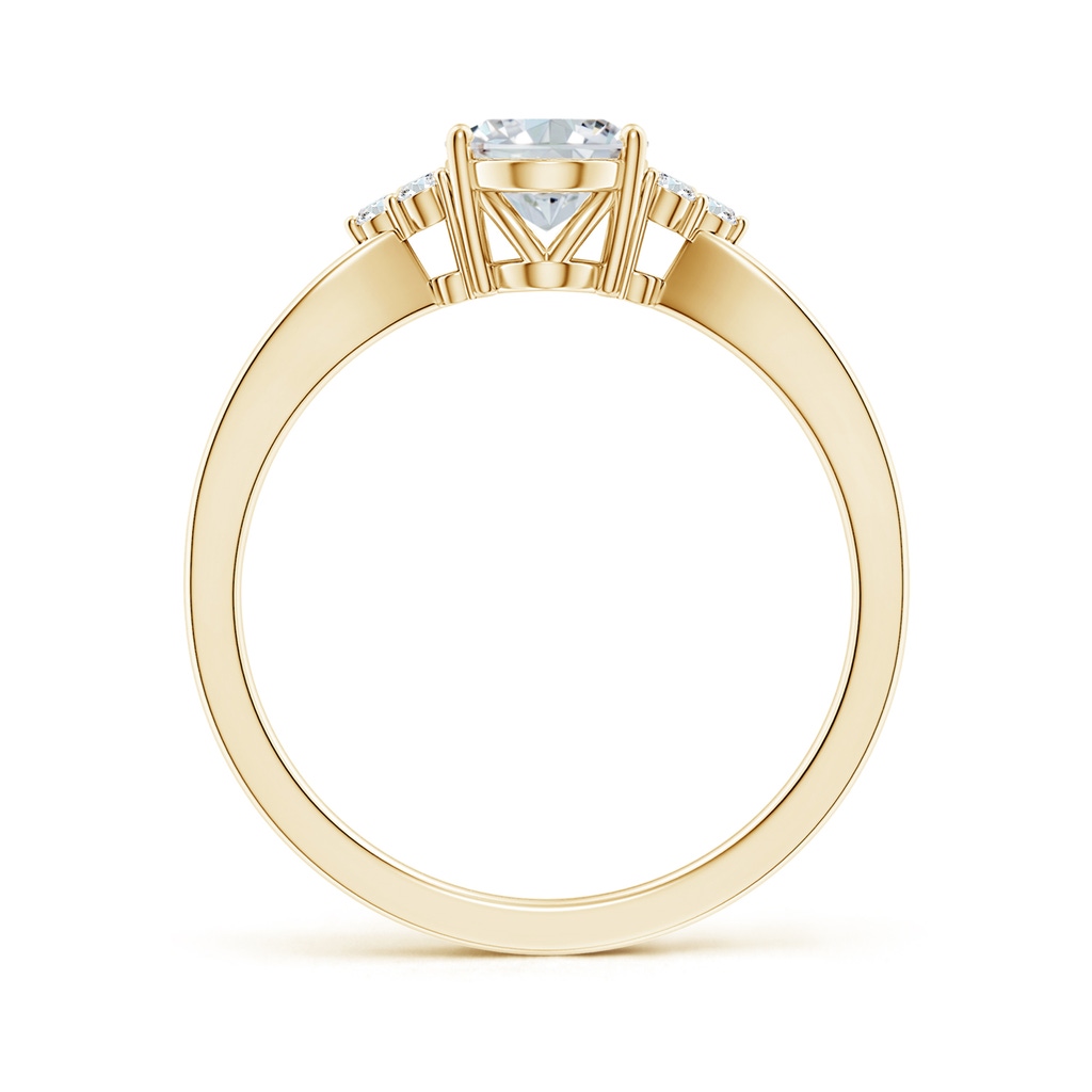 7.7x5.7mm FGVS Lab-Grown Solitaire Oval Diamond Split Shank Ring with Accents in Yellow Gold - side 199