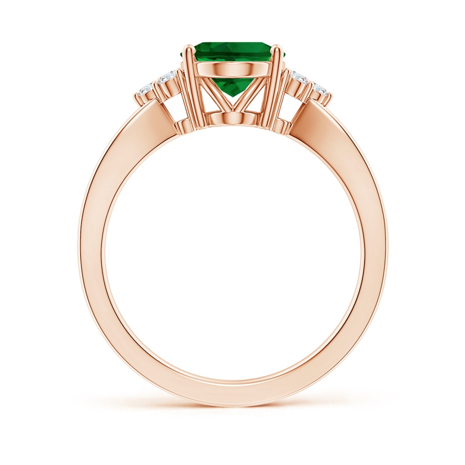 10x8mm Labgrown Lab-Grown Solitaire Oval Emerald Split Shank Ring with Trio Lab Diamonds in Rose Gold side 199