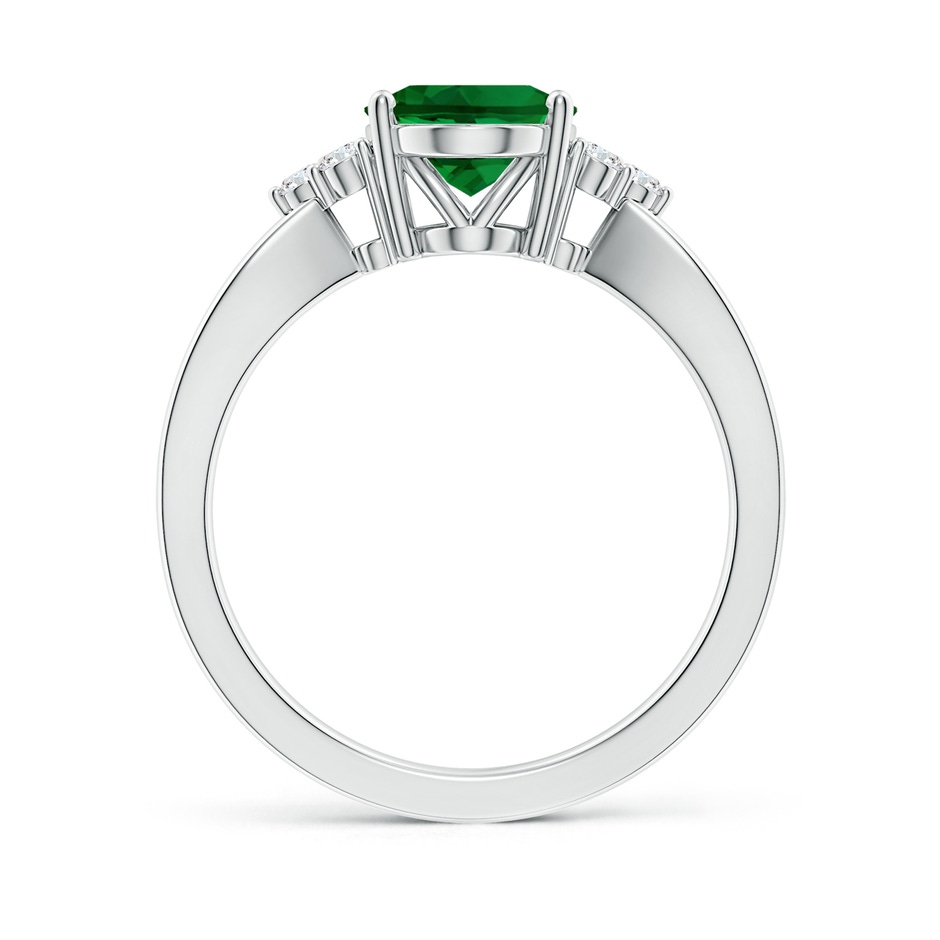 10x8mm Labgrown Lab-Grown Solitaire Oval Emerald Split Shank Ring with Trio Lab Diamonds in S999 Silver side 199