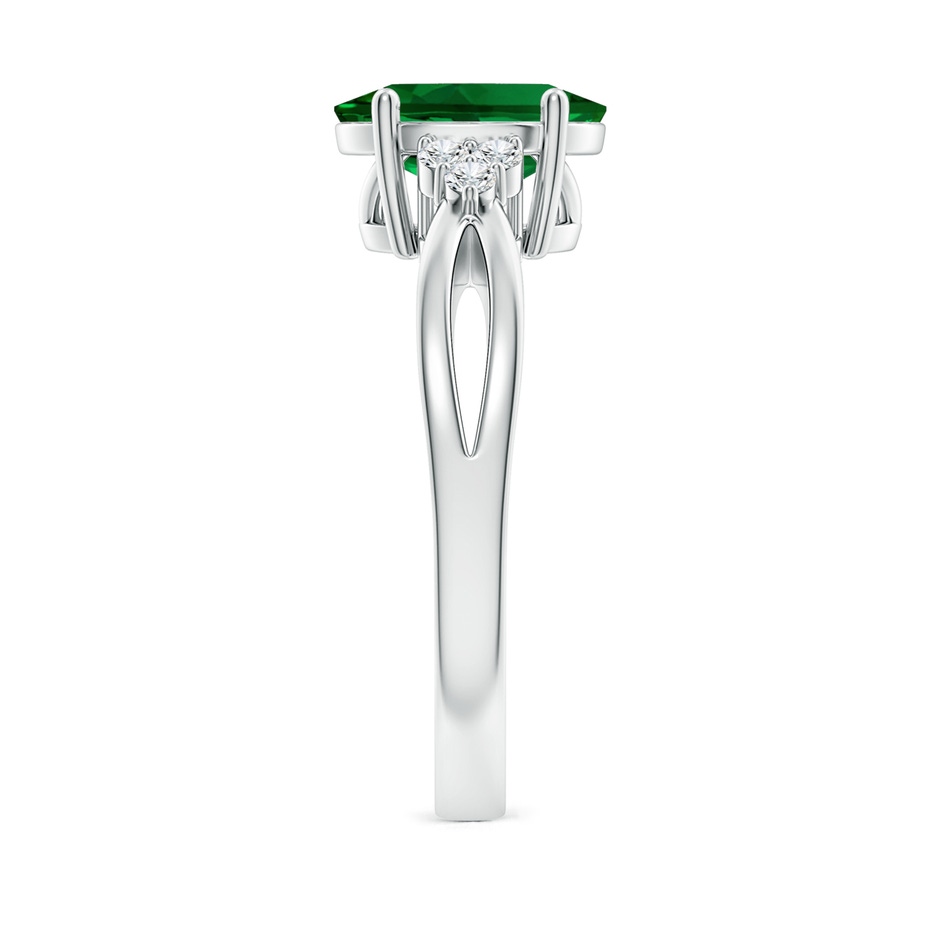 10x8mm Labgrown Lab-Grown Solitaire Oval Emerald Split Shank Ring with Trio Lab Diamonds in S999 Silver side 299