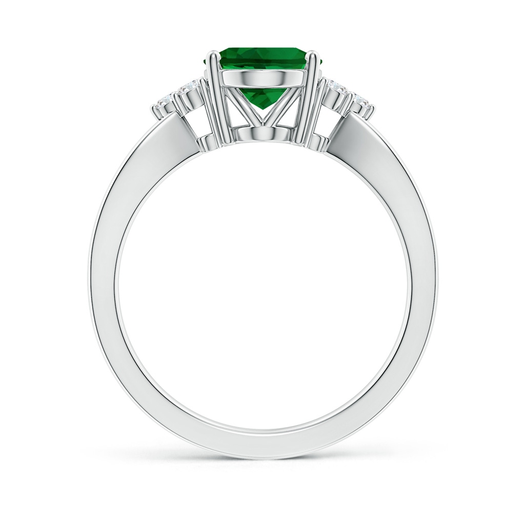 10x8mm Labgrown Lab-Grown Solitaire Oval Emerald Split Shank Ring with Trio Lab Diamonds in White Gold - side 199