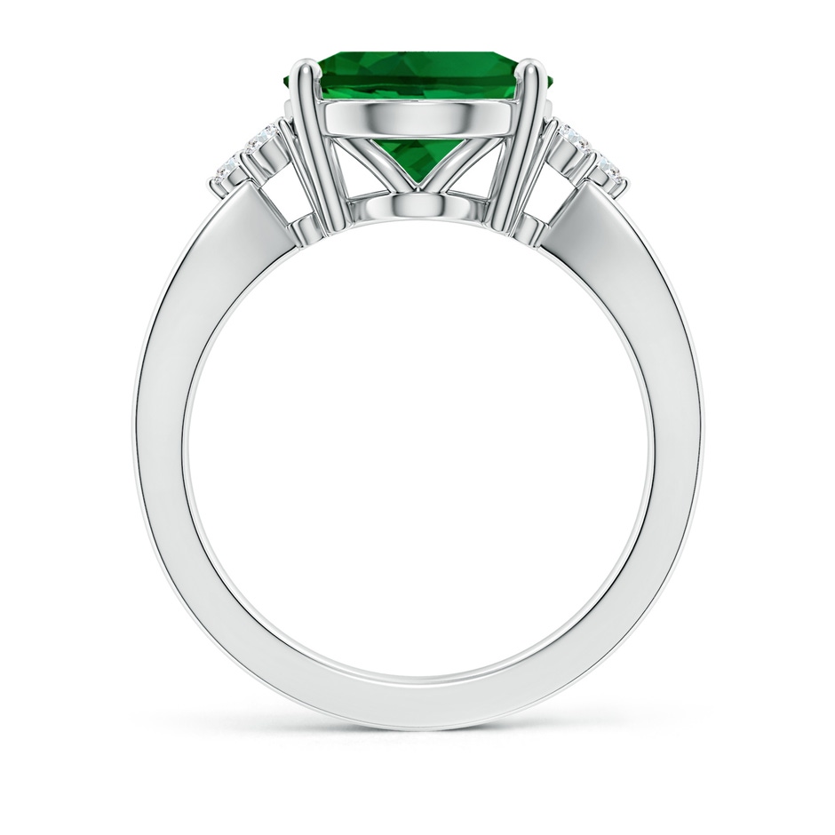 12x10mm Labgrown Lab-Grown Solitaire Oval Emerald Split Shank Ring with Trio Lab Diamonds in P950 Platinum side 199