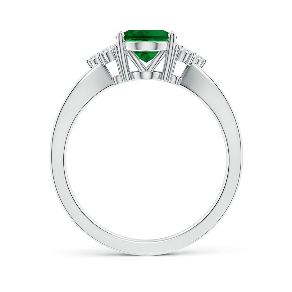 9x7mm Labgrown Lab-Grown Solitaire Oval Emerald Split Shank Ring with Trio Lab Diamonds in P950 Platinum side 199