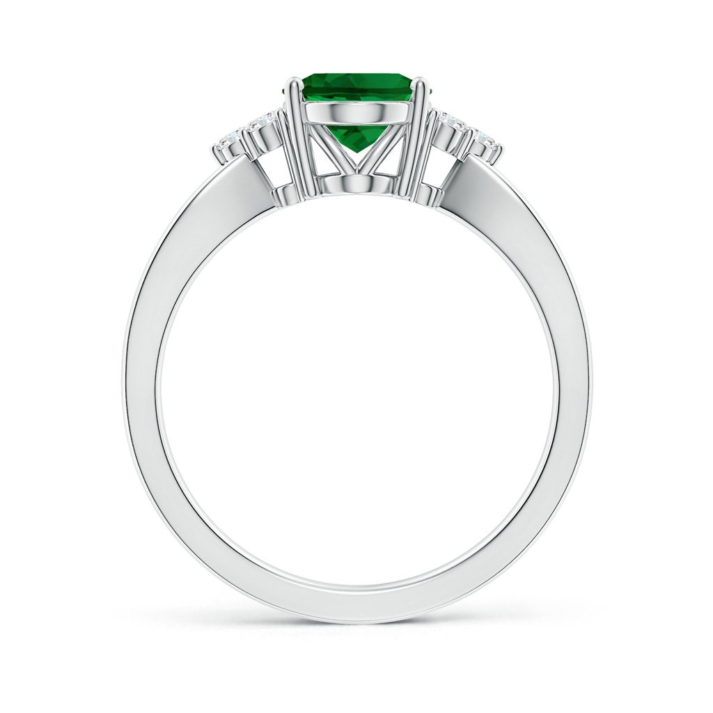9x7mm Labgrown Lab-Grown Solitaire Oval Emerald Split Shank Ring with Trio Lab Diamonds in White Gold - side 199