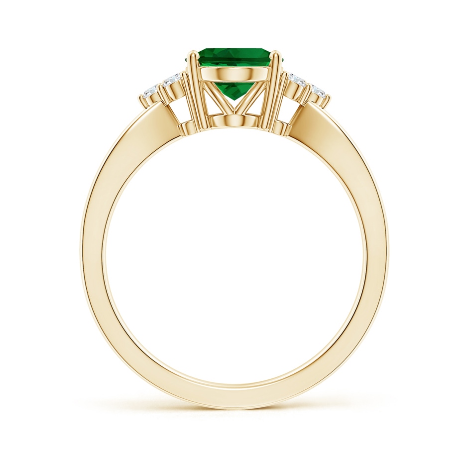 9x7mm Labgrown Lab-Grown Solitaire Oval Emerald Split Shank Ring with Trio Lab Diamonds in Yellow Gold side 199