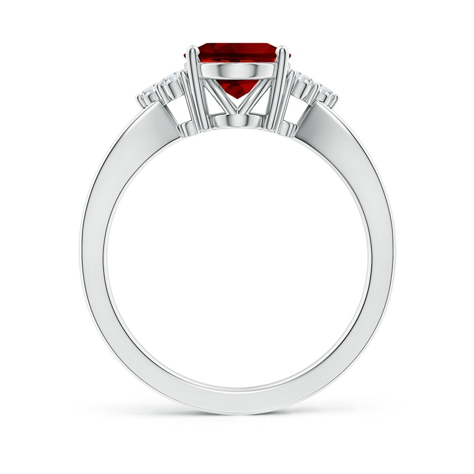 10x8mm Labgrown Lab-Grown Solitaire Oval Ruby Split Shank Ring with Trio Lab Diamonds in P950 Platinum side 199