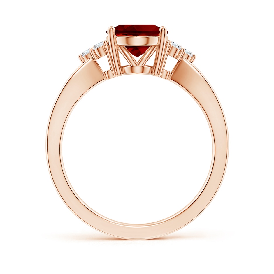 10x8mm Labgrown Lab-Grown Solitaire Oval Ruby Split Shank Ring with Trio Lab Diamonds in Rose Gold side 199