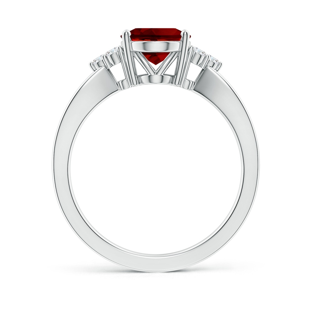 10x8mm Labgrown Lab-Grown Solitaire Oval Ruby Split Shank Ring with Trio Lab Diamonds in S999 Silver - side 199