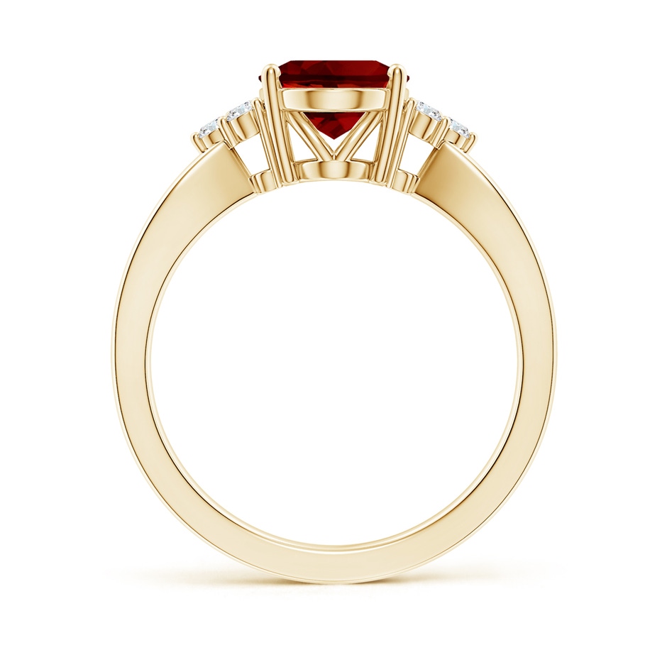 10x8mm Labgrown Lab-Grown Solitaire Oval Ruby Split Shank Ring with Trio Lab Diamonds in Yellow Gold side 199