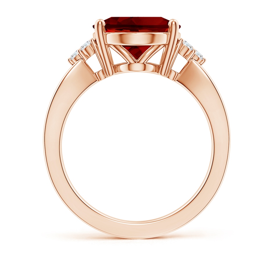 12x10mm Labgrown Lab-Grown Solitaire Oval Ruby Split Shank Ring with Trio Lab Diamonds in Rose Gold side 199