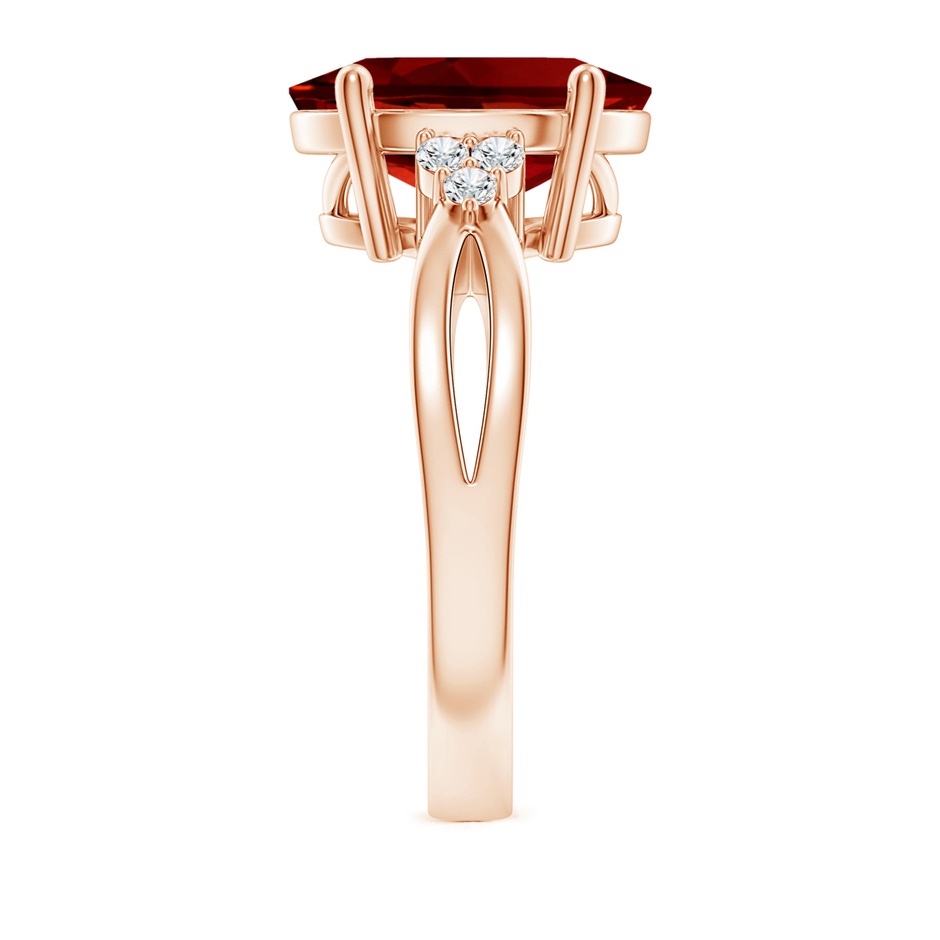 12x10mm Labgrown Lab-Grown Solitaire Oval Ruby Split Shank Ring with Trio Lab Diamonds in Rose Gold side 299