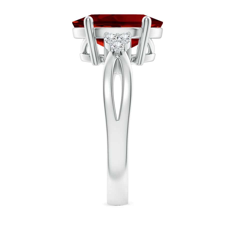 12x10mm Labgrown Lab-Grown Solitaire Oval Ruby Split Shank Ring with Trio Lab Diamonds in White Gold side 299