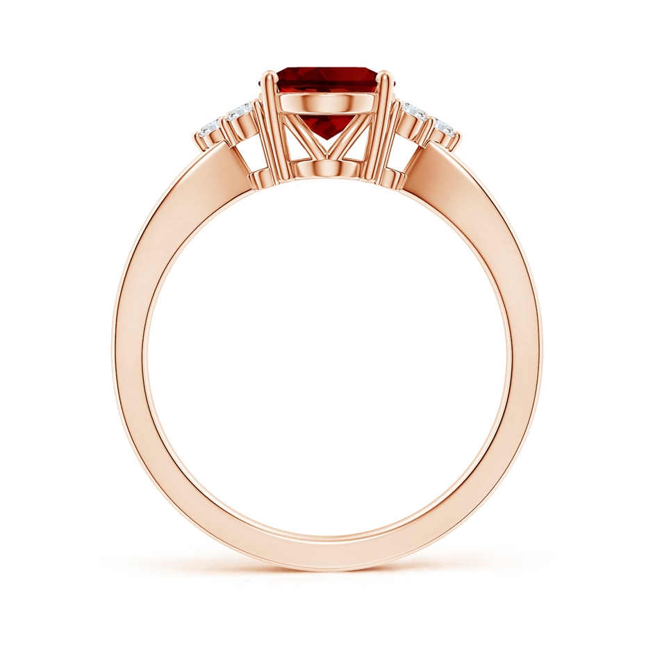 9x7mm Labgrown Lab-Grown Solitaire Oval Ruby Split Shank Ring with Trio Lab Diamonds in Rose Gold side 199