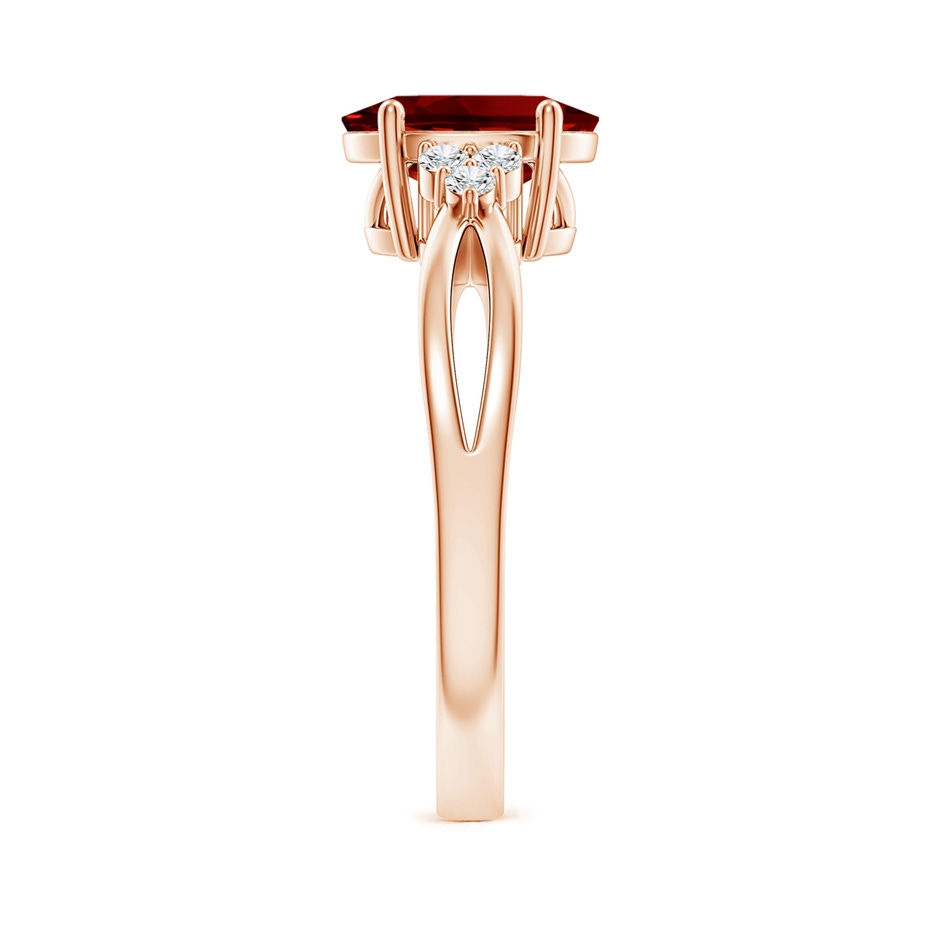 9x7mm Labgrown Lab-Grown Solitaire Oval Ruby Split Shank Ring with Trio Lab Diamonds in Rose Gold side 299