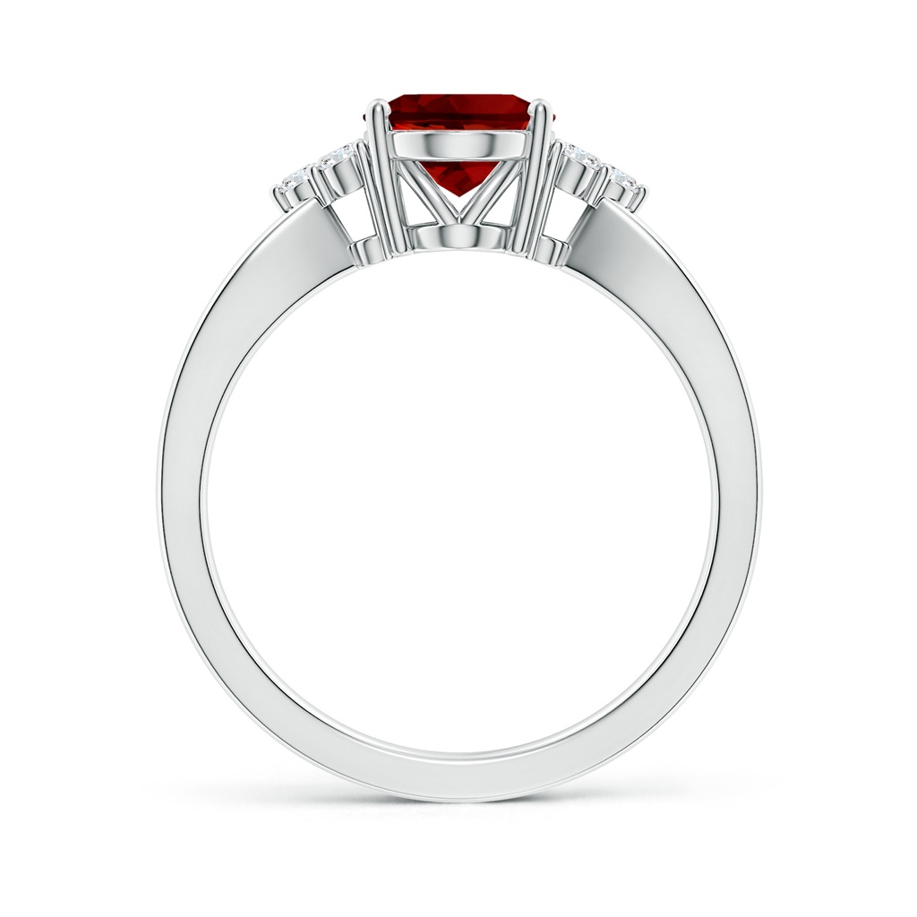 9x7mm Labgrown Lab-Grown Solitaire Oval Ruby Split Shank Ring with Trio Lab Diamonds in White Gold Side 199