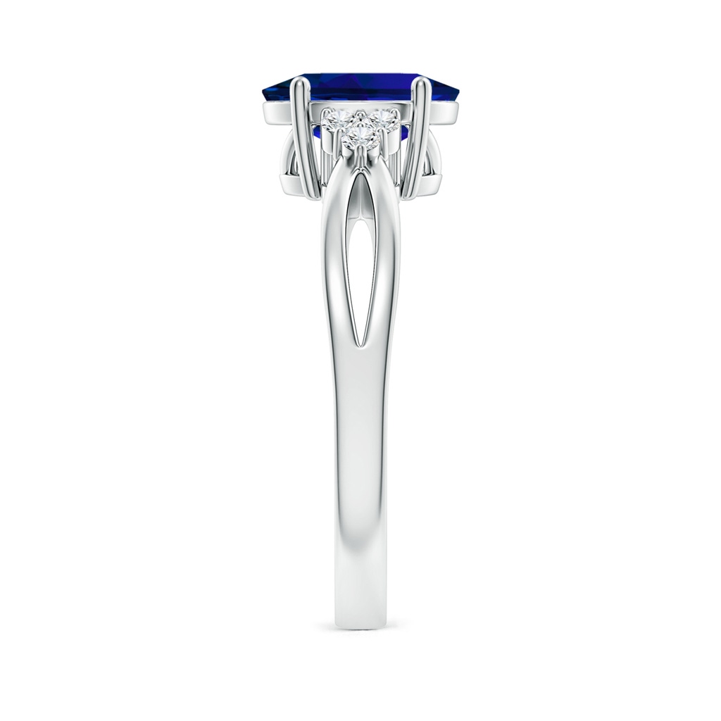 9x7mm Labgrown Lab-Grown Solitaire Oval Blue Sapphire Split Shank Ring with Trio Lab Diamonds in White Gold Side 299