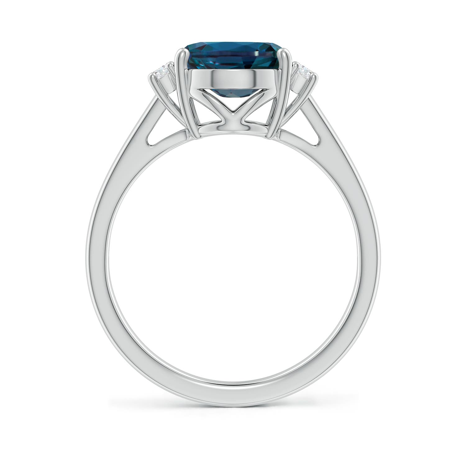 10x8mm Labgrown Oval-Shaped Lab-Grown Alexandrite Solitaire Ring with Diamond Accents in White Gold