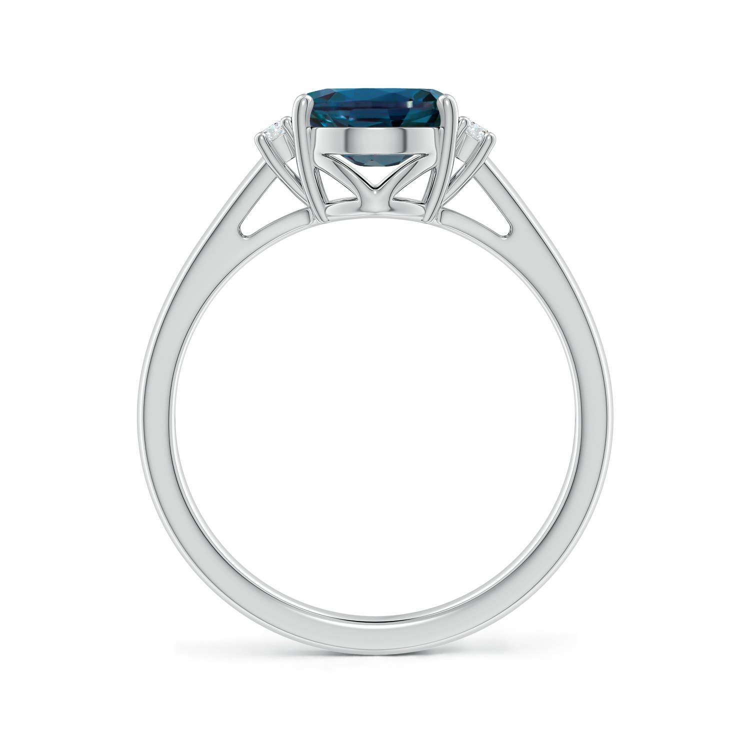 9x7mm Labgrown Oval-Shaped Lab-Grown Alexandrite Solitaire Ring with Diamond Accents in White Gold - side 3