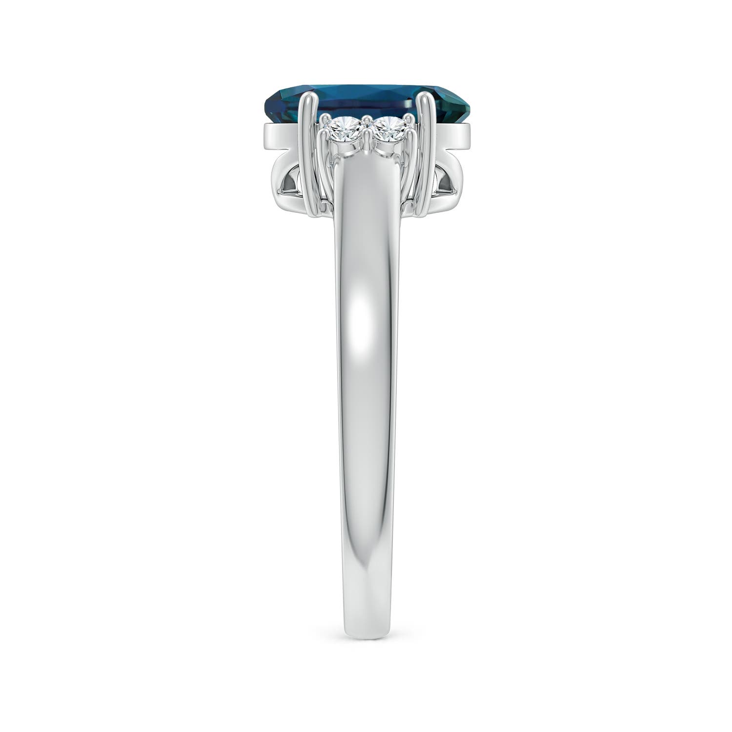 9x7mm Labgrown Oval-Shaped Lab-Grown Alexandrite Solitaire Ring with Diamond Accents in White Gold - side 4