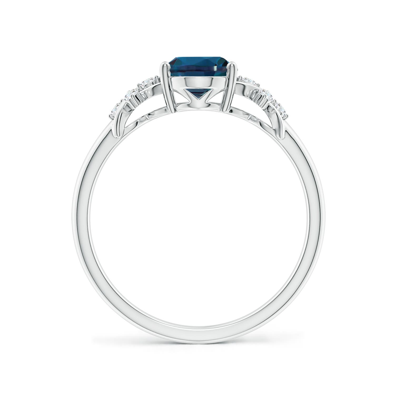 8x6mm Labgrown Solitaire Oval Lab-Grown Alexandrite Criss Cross Ring with Diamonds in White Gold - side 3