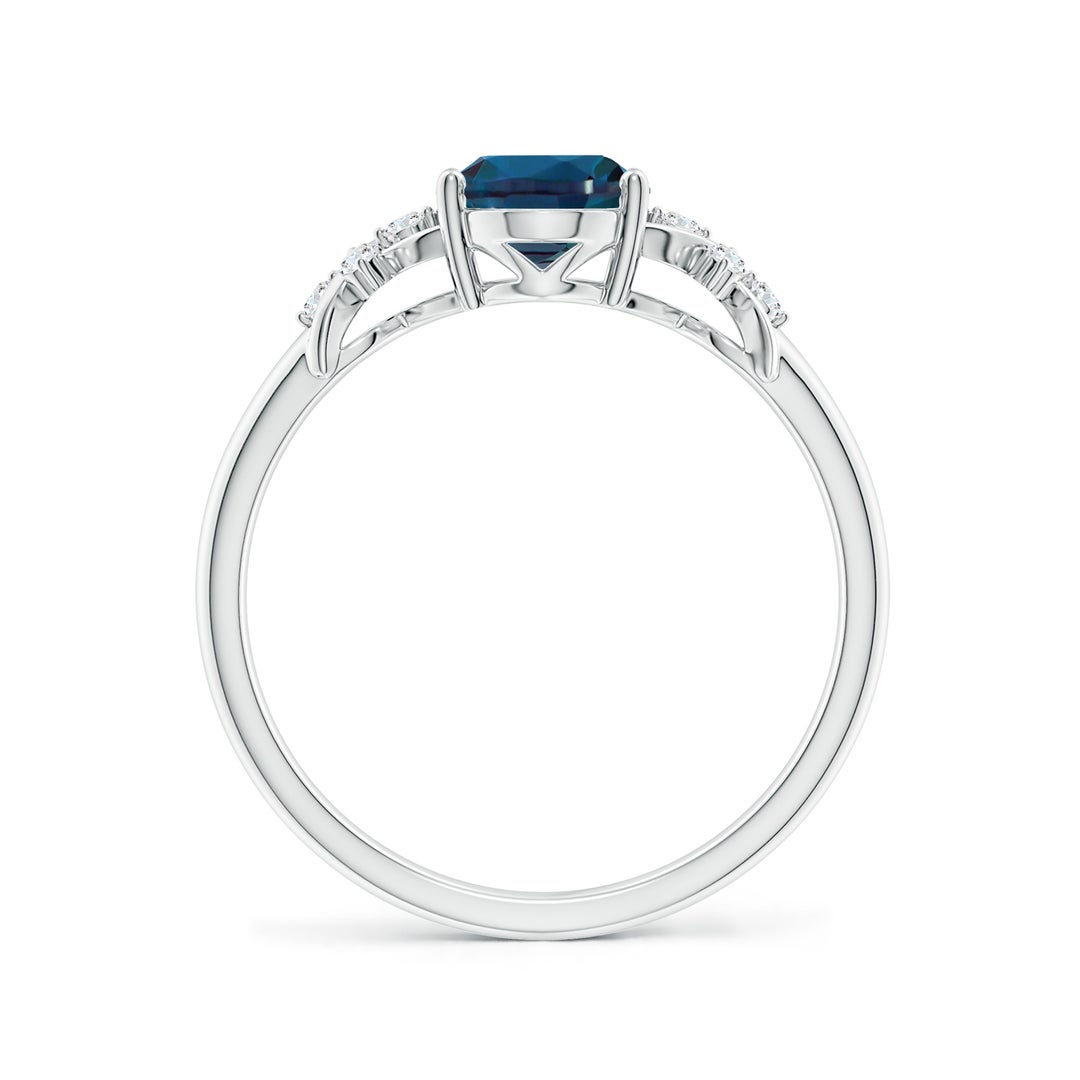 8x6mm Labgrown Solitaire Oval Lab-Grown Alexandrite Criss Cross Ring with Diamonds in White Gold - side 3