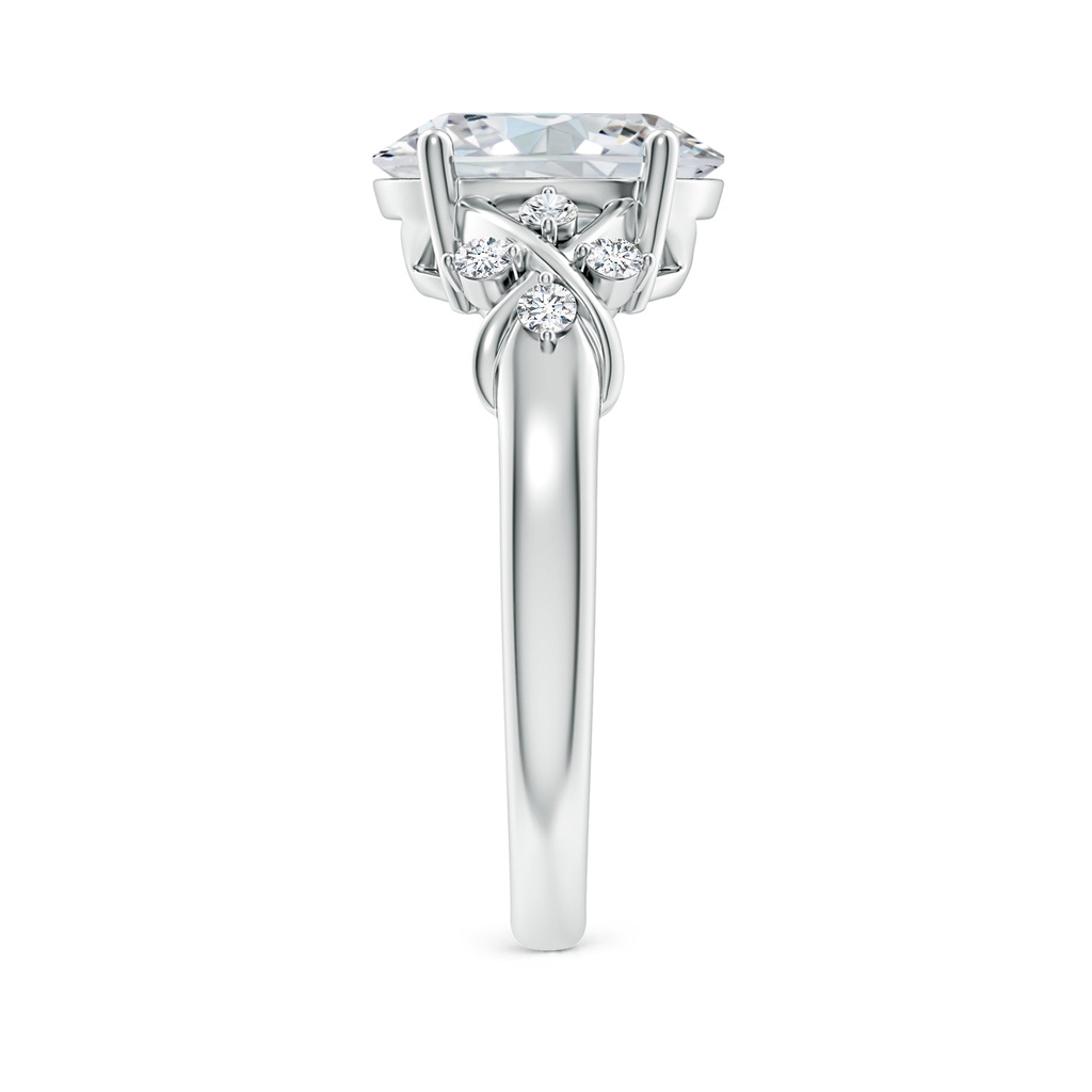 10x8mm FGVS Lab-Grown Solitaire Oval Diamond Criss Cross Ring with Diamonds in P950 Platinum Side 299