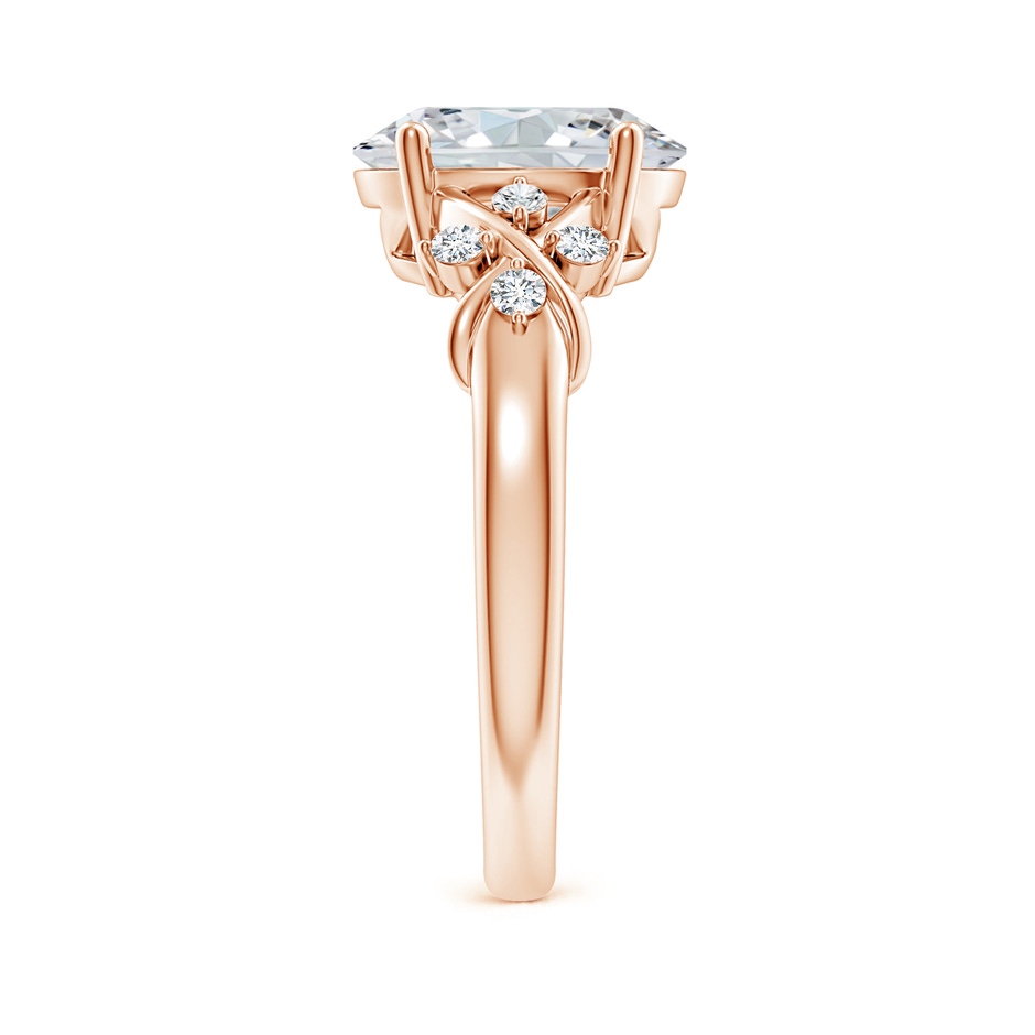 10x8mm FGVS Lab-Grown Solitaire Oval Diamond Criss Cross Ring with Diamonds in Rose Gold side 299