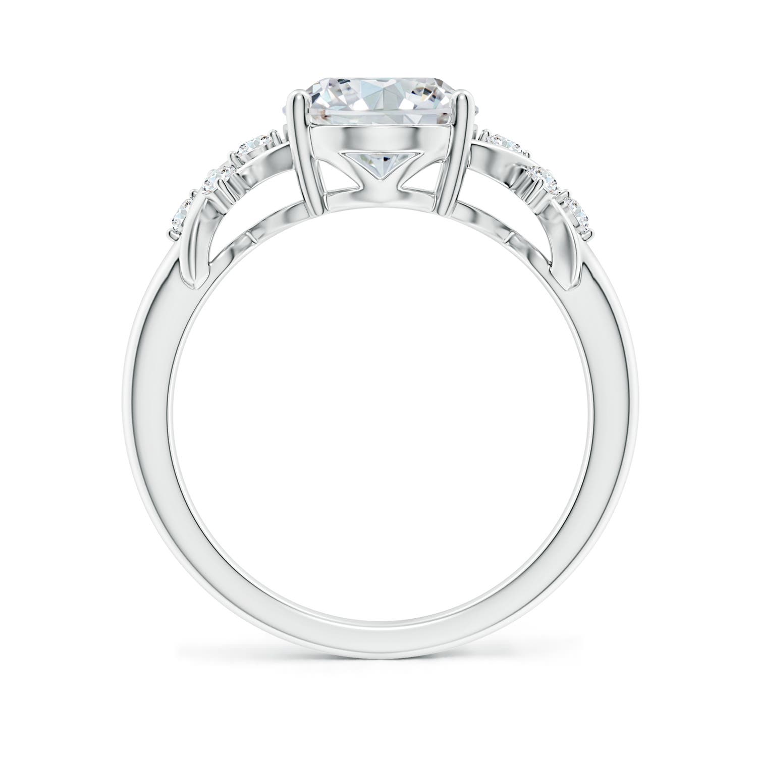 10x8mm FGVS Lab-Grown Solitaire Oval Diamond Criss Cross Ring with Diamonds in White Gold