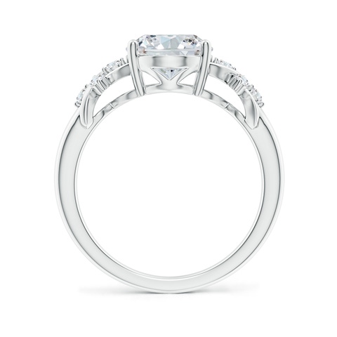 10x8mm FGVS Lab-Grown Solitaire Oval Diamond Criss Cross Ring with Diamonds in White Gold