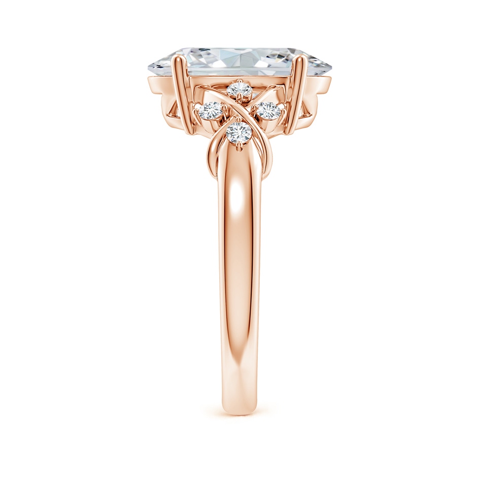 12x8mm FGVS Lab-Grown Solitaire Oval Diamond Criss Cross Ring with Diamonds in Rose Gold side 299