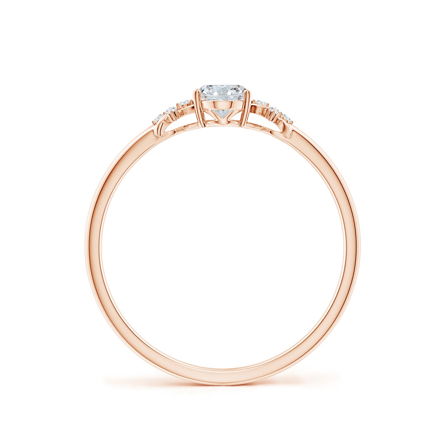 6x4mm FGVS Lab-Grown Solitaire Oval Diamond Criss Cross Ring with Diamonds in Rose Gold - side 3