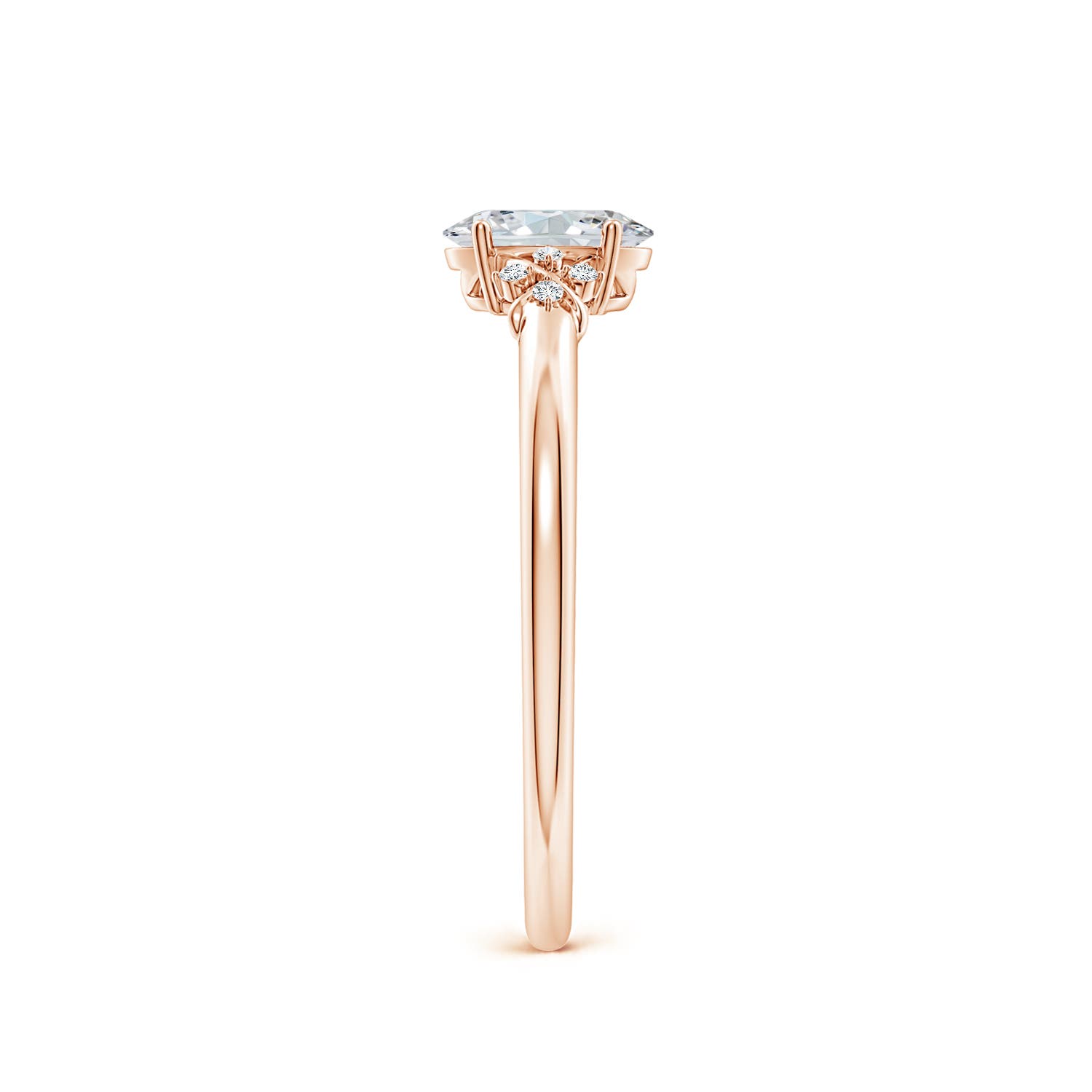 6x4mm FGVS Lab-Grown Solitaire Oval Diamond Criss Cross Ring with Diamonds in Rose Gold - side 4
