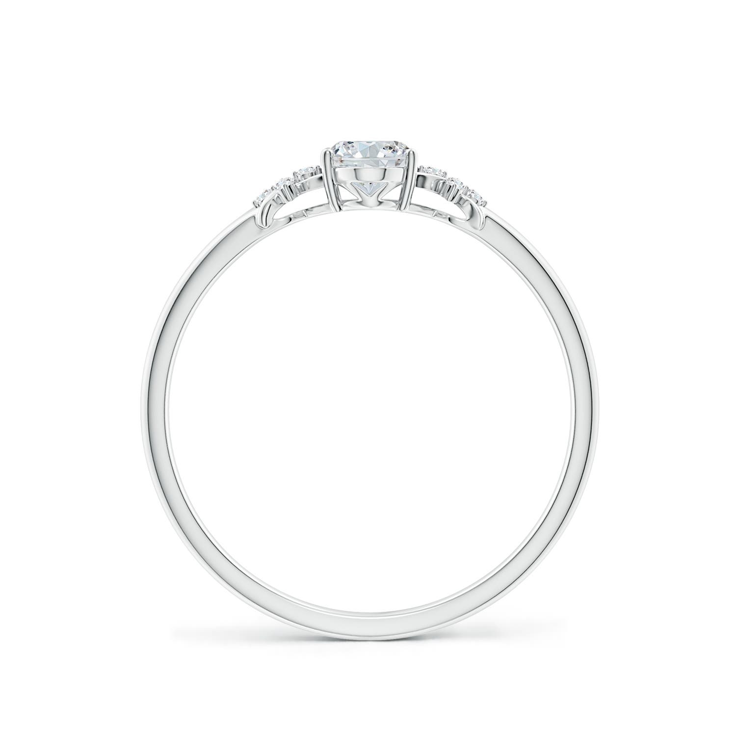 6x4mm FGVS Lab-Grown Solitaire Oval Diamond Criss Cross Ring with Diamonds in White Gold - side 3