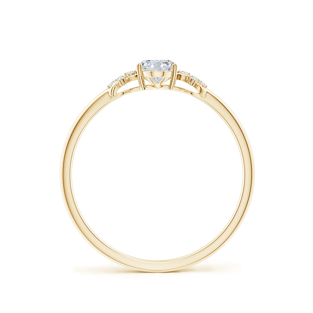 6x4mm FGVS Lab-Grown Solitaire Oval Diamond Criss Cross Ring with Diamonds in Yellow Gold Side 199