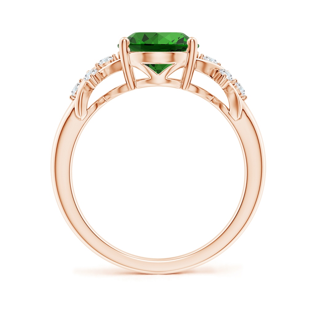 10x8mm Labgrown Lab-Grown Solitaire Oval Emerald Criss Cross Ring with Diamonds in Rose Gold Side 199