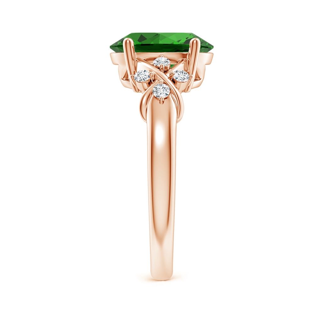 10x8mm Labgrown Lab-Grown Solitaire Oval Emerald Criss Cross Ring with Diamonds in Rose Gold Side 299