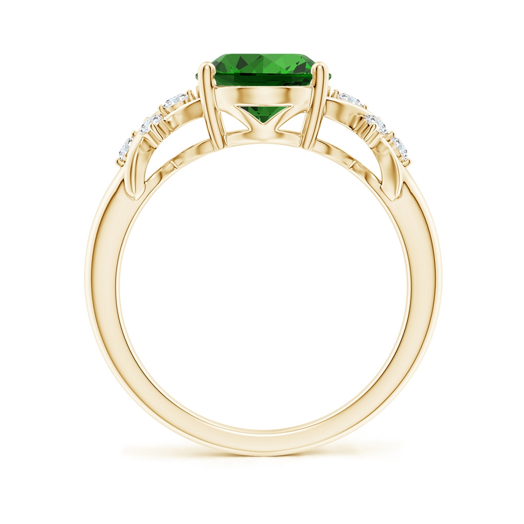 10x8mm Labgrown Lab-Grown Solitaire Oval Emerald Criss Cross Ring with Diamonds in Yellow Gold Side 199