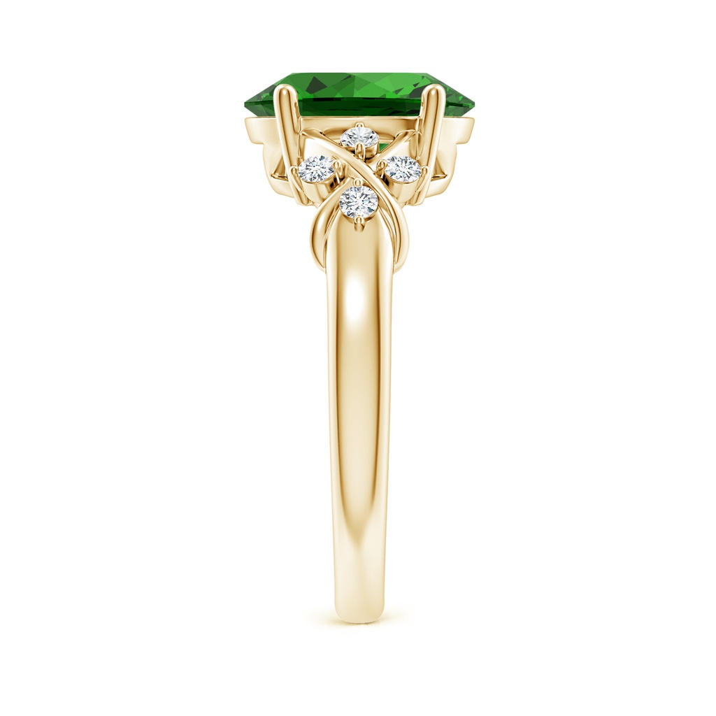 10x8mm Labgrown Lab-Grown Solitaire Oval Emerald Criss Cross Ring with Diamonds in Yellow Gold Side 299