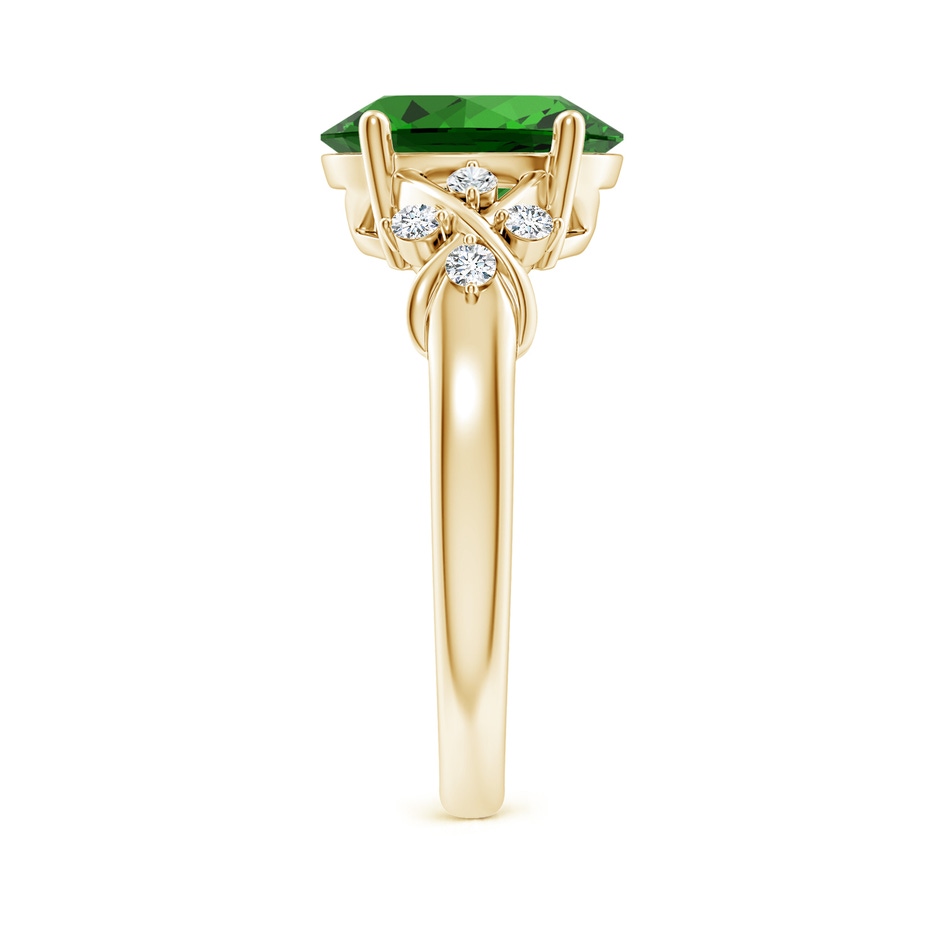 10x8mm Labgrown Lab-Grown Solitaire Oval Emerald Criss Cross Ring with Diamonds in Yellow Gold side 299