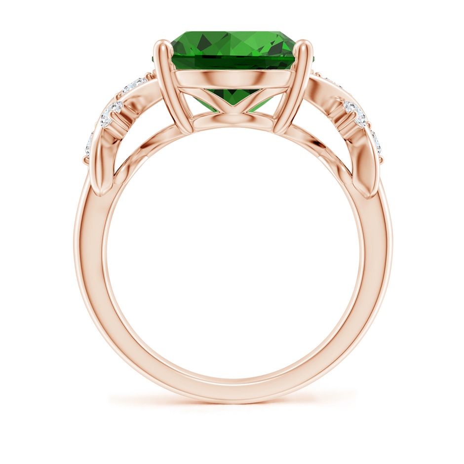 14x10mm Labgrown Lab-Grown Solitaire Oval Emerald Criss Cross Ring with Diamonds in Rose Gold side 199