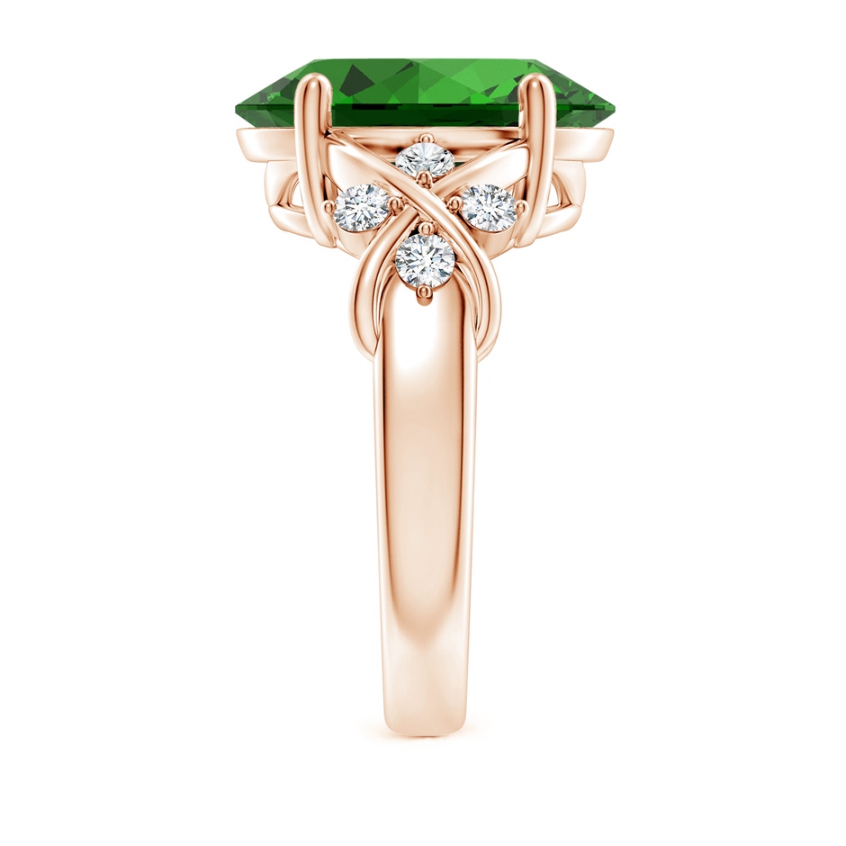 14x10mm Labgrown Lab-Grown Solitaire Oval Emerald Criss Cross Ring with Diamonds in Rose Gold side 299