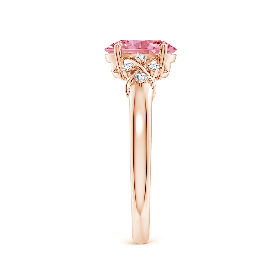 8x6mm Labgrown Solitaire Oval Lab-Grown Fancy Intense Pink Diamond Criss Cross Ring in Rose Gold side 299