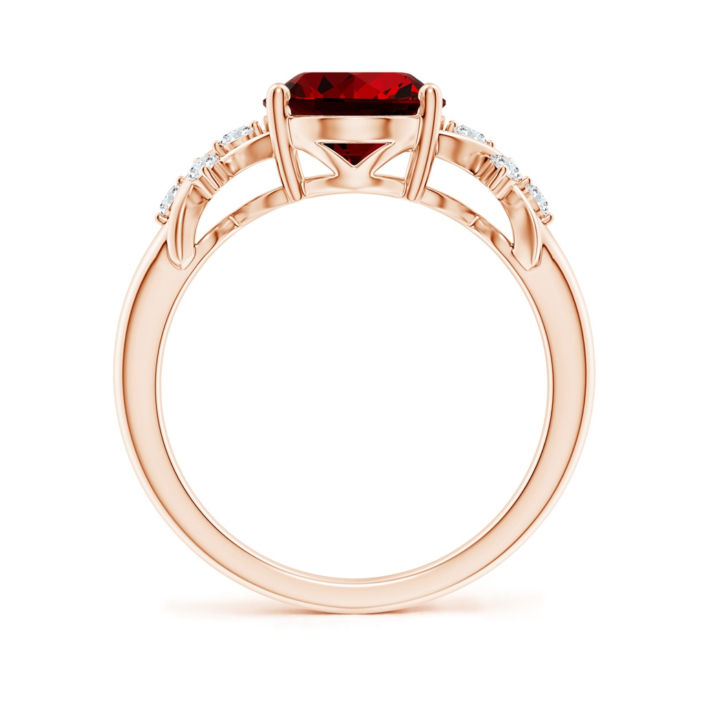 10x8mm Labgrown Lab-Grown Solitaire Oval Ruby Criss Cross Ring with Lab Diamonds in Rose Gold - side 199
