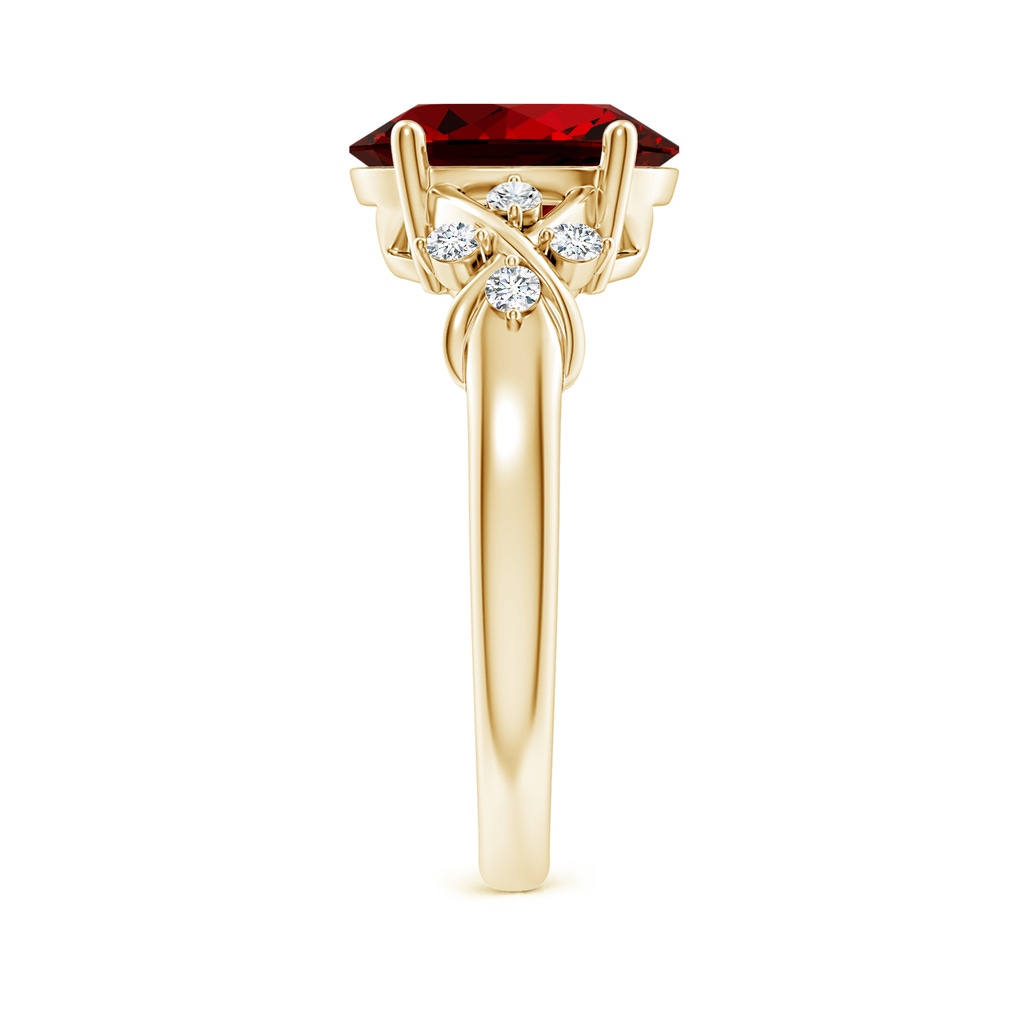 10x8mm Labgrown Lab-Grown Solitaire Oval Ruby Criss Cross Ring with Lab Diamonds in Yellow Gold Side 299