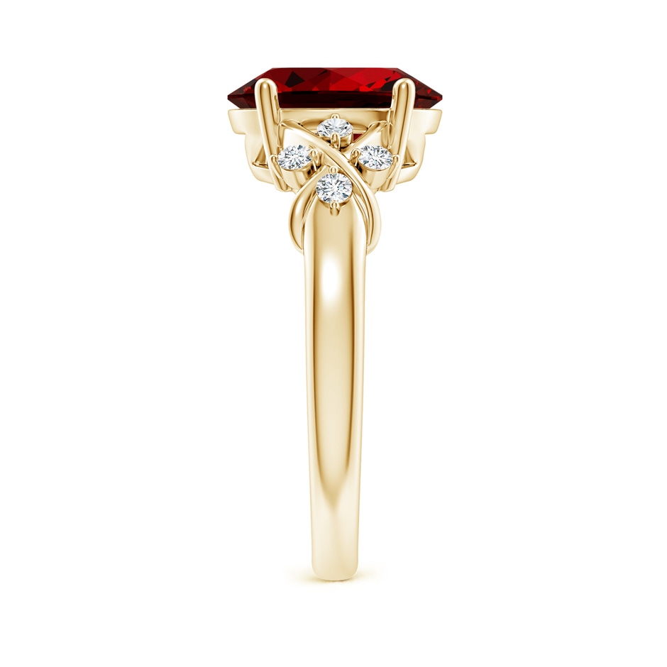 10x8mm Labgrown Lab-Grown Solitaire Oval Ruby Criss Cross Ring with Lab Diamonds in Yellow Gold side 299