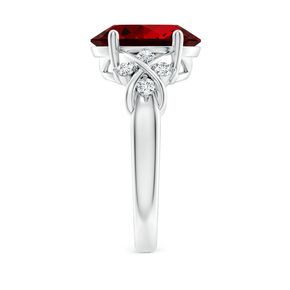 12x10mm Labgrown Lab-Grown Solitaire Oval Ruby Criss Cross Ring with Lab Diamonds in P950 Platinum side 299