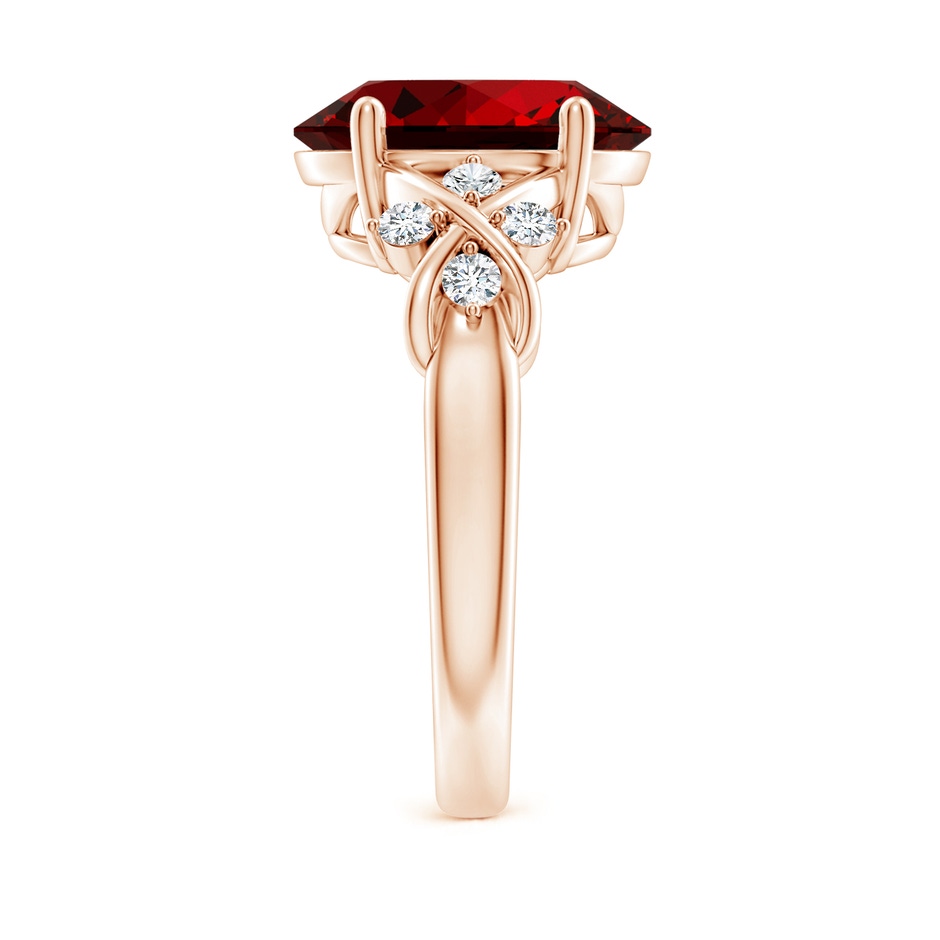 12x10mm Labgrown Lab-Grown Solitaire Oval Ruby Criss Cross Ring with Lab Diamonds in Rose Gold side 299