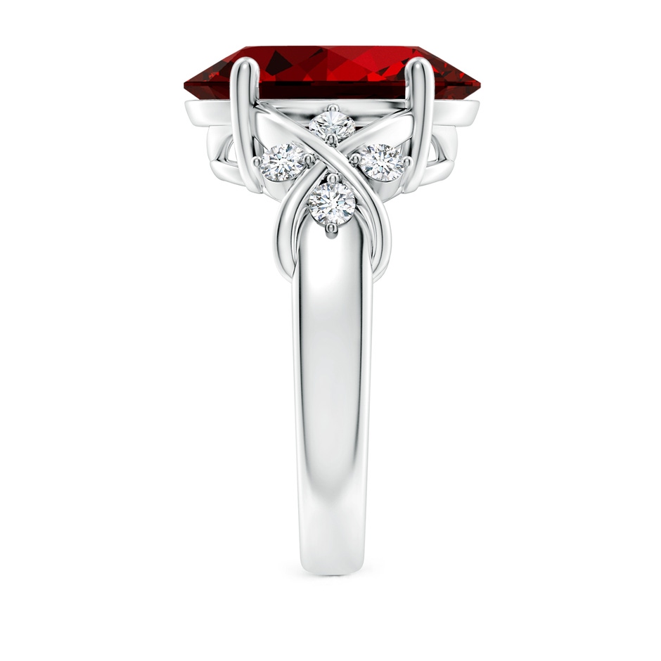 14x10mm Labgrown Lab-Grown Solitaire Oval Ruby Criss Cross Ring with Lab Diamonds in P950 Platinum side 299
