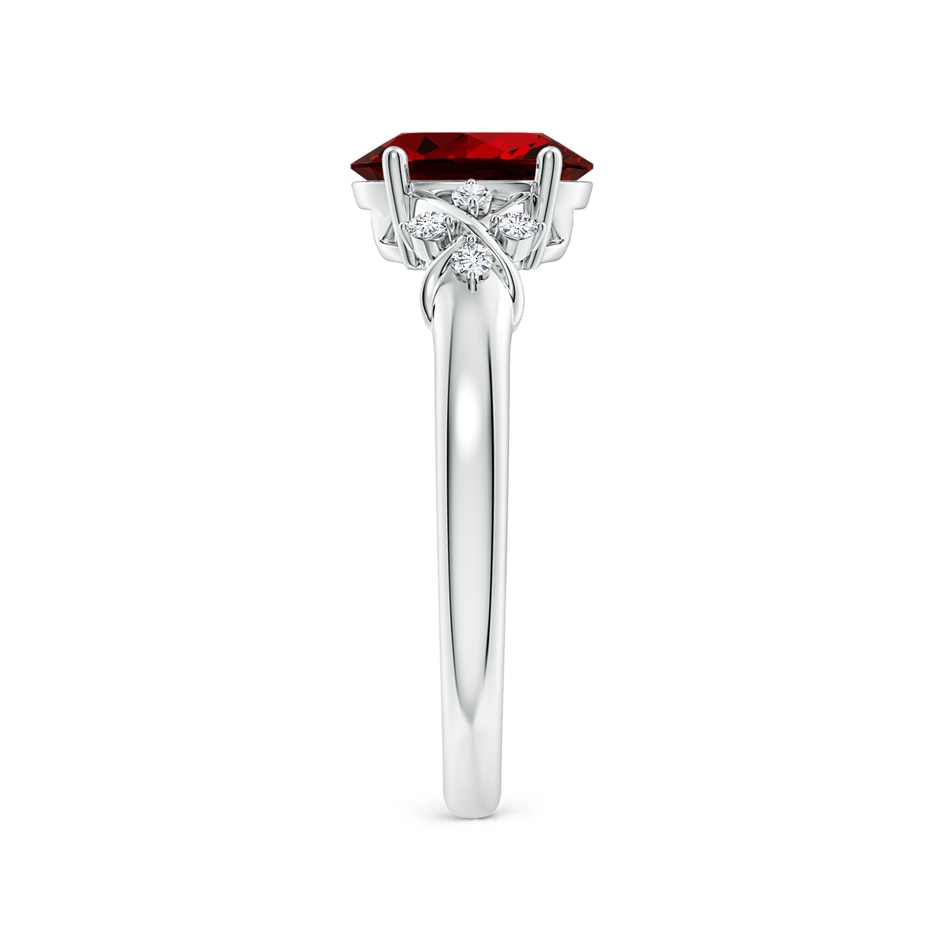 8x6mm Labgrown Lab-Grown Solitaire Oval Ruby Criss Cross Ring with Lab Diamonds in P950 Platinum side 299