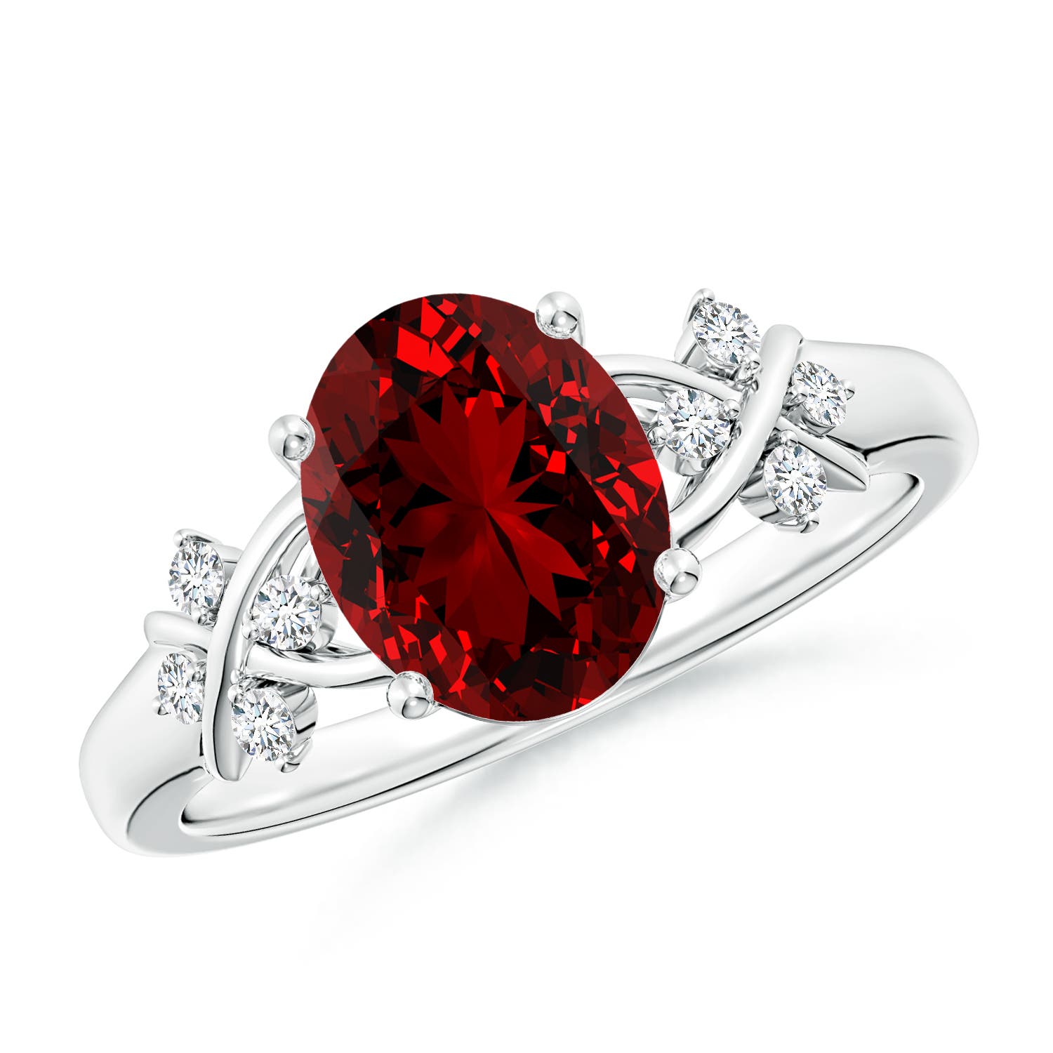 Premium - Lab-Grown Ruby / 2.11 CT / 14 KT White Gold